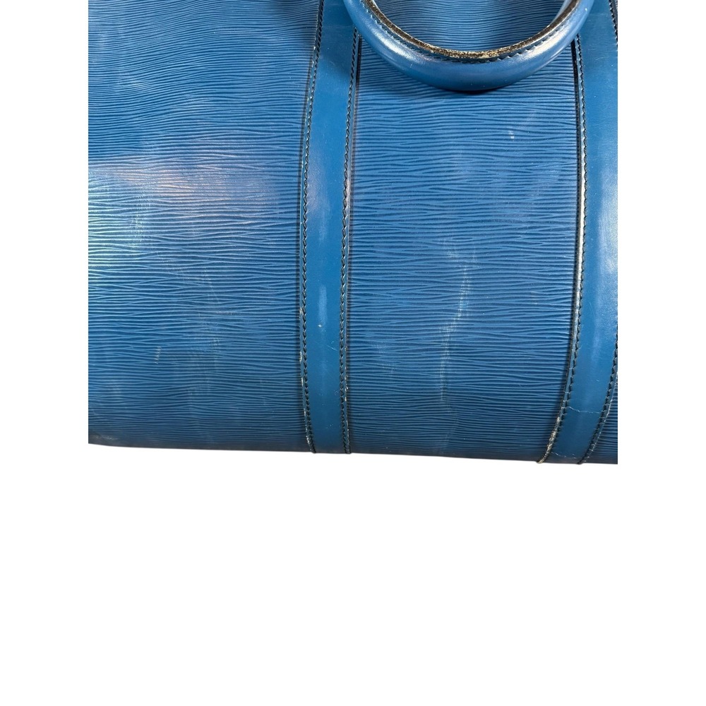 Vintage Louis‎ Vuitton Epi Blue Keepall Travel Duffle Bag Made In France Logo 50 - Picture 5 of 11